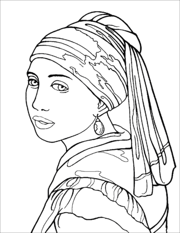 Girl With A Pearl Earring Coloring Page